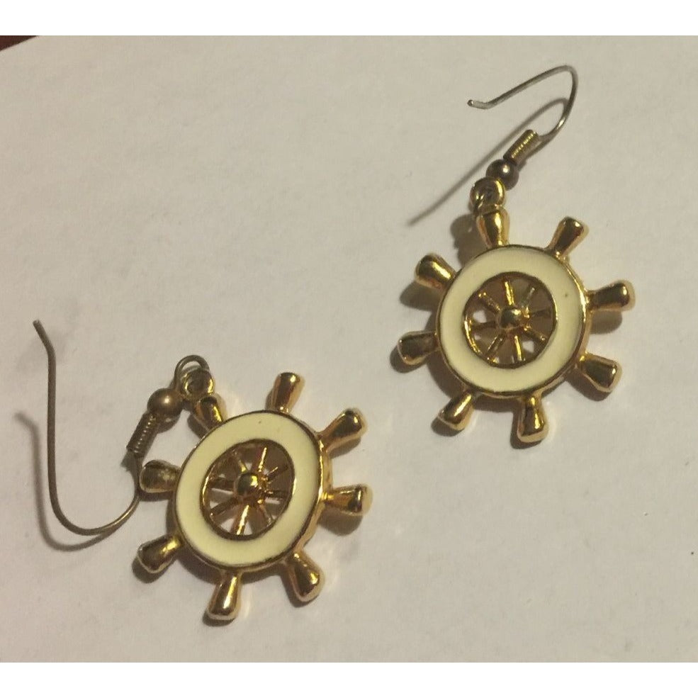 Womens Vintage Jewelry/Pin Set- Ship Wheel Earrings, Various Pins and Pendants