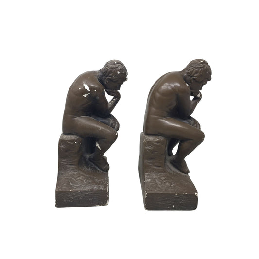 Vintage Resin Sculpture/Statue Thinker Bookends (2)