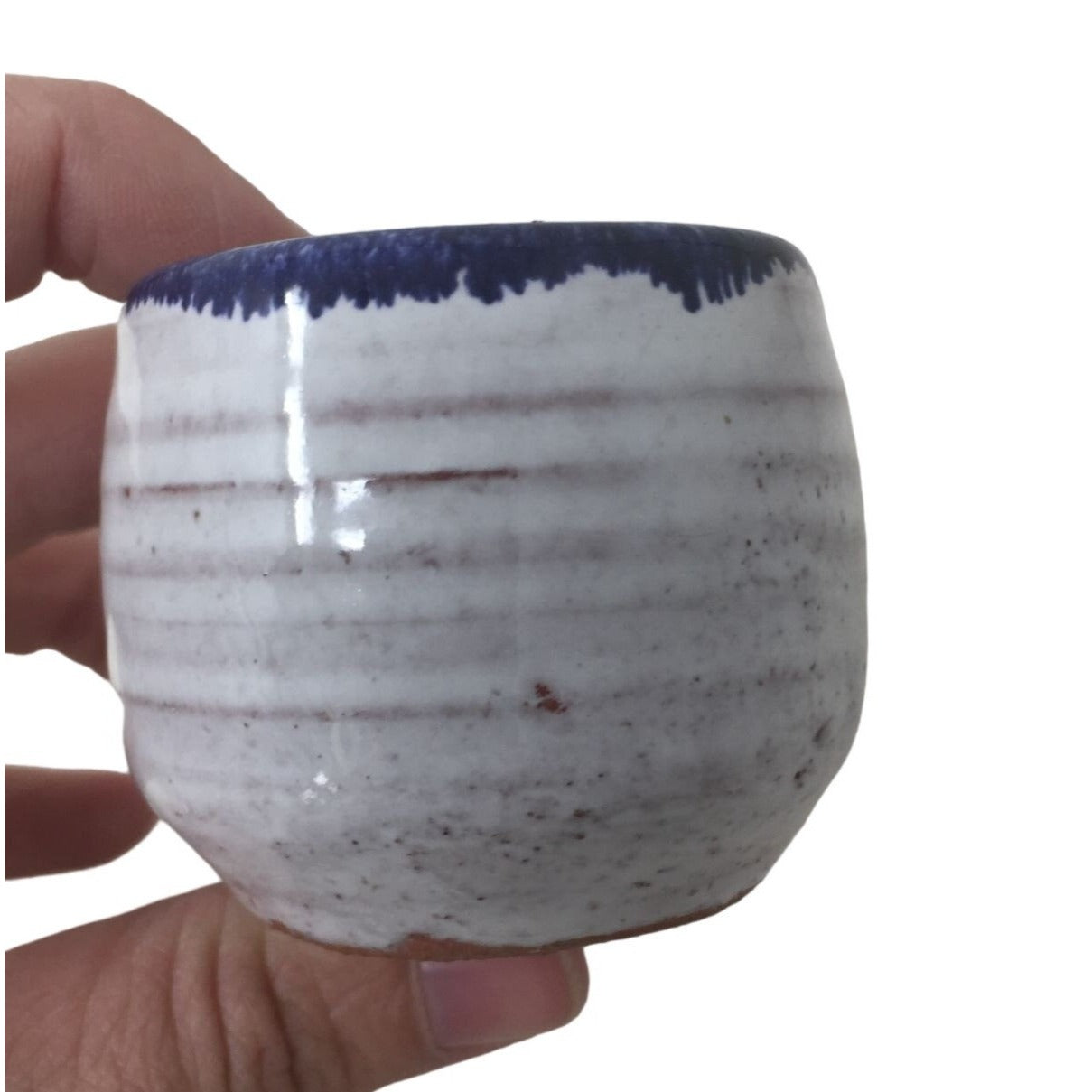 Small Miniature Blue/White Cup with Butterfly & Flower Pattern