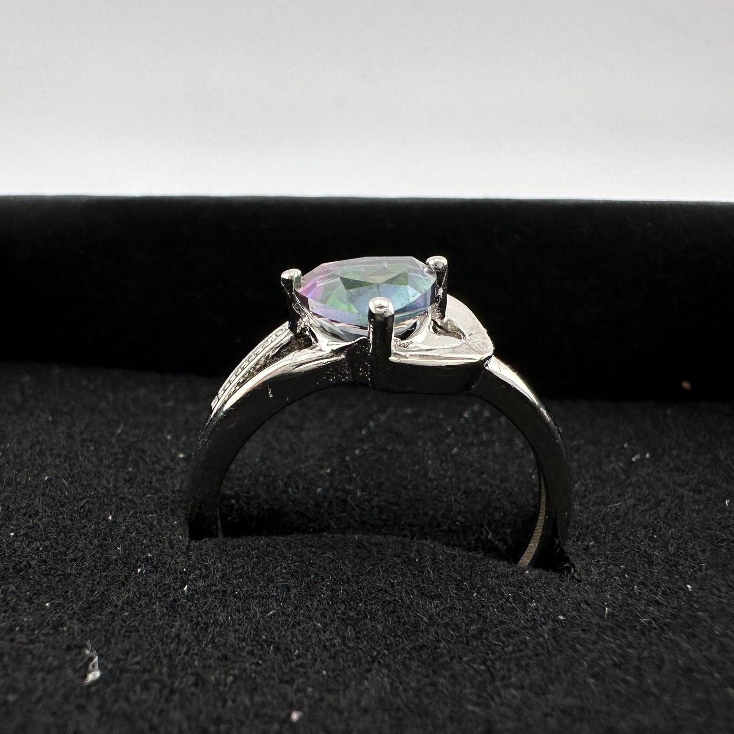 Trillion Cut Mystic Topaz Ring Size 7 - Sterling