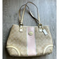 Vintage COACH Signature Cream & Pink Handbag