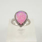 Vibrant Pink Opal Teardrop Ring - Size 7