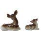 Two Small Miniature Porcelain Deer Figurines- Brown and White Doe and Fawn