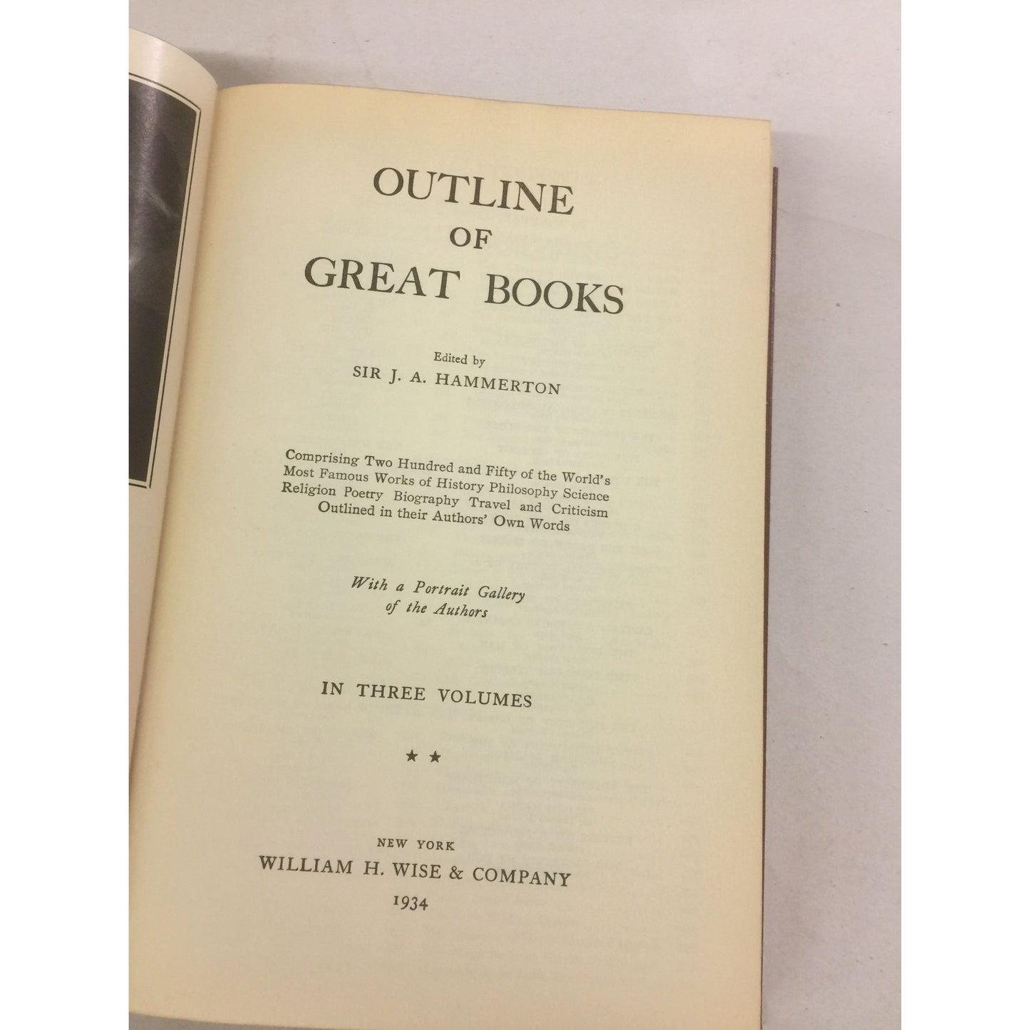 Outline of Great Books Hardcover Vintage book by Sir J A Hammerton