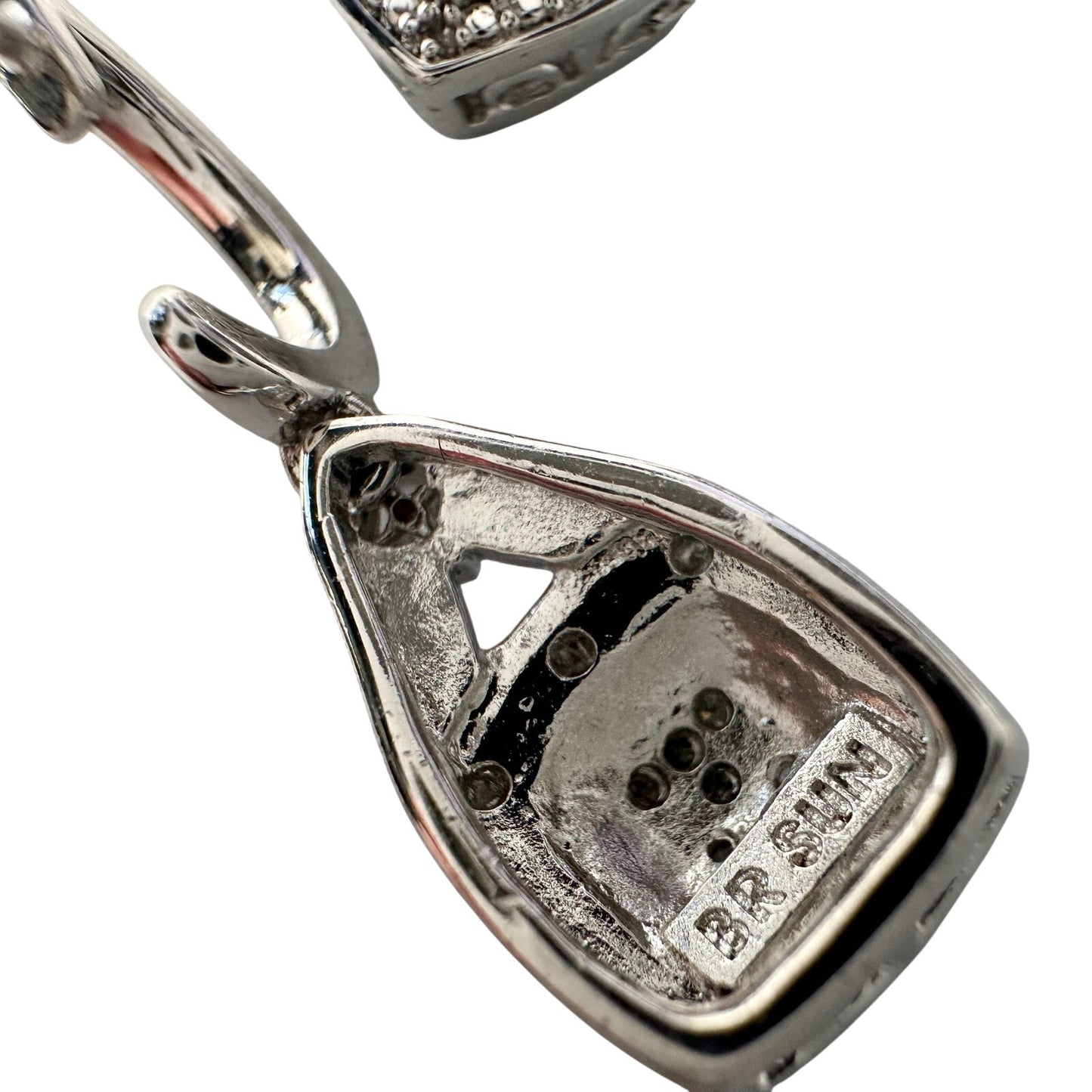 1/4 Carat Diamond Cushion Cut Dangle Earrings -Rhodium Plated Brass