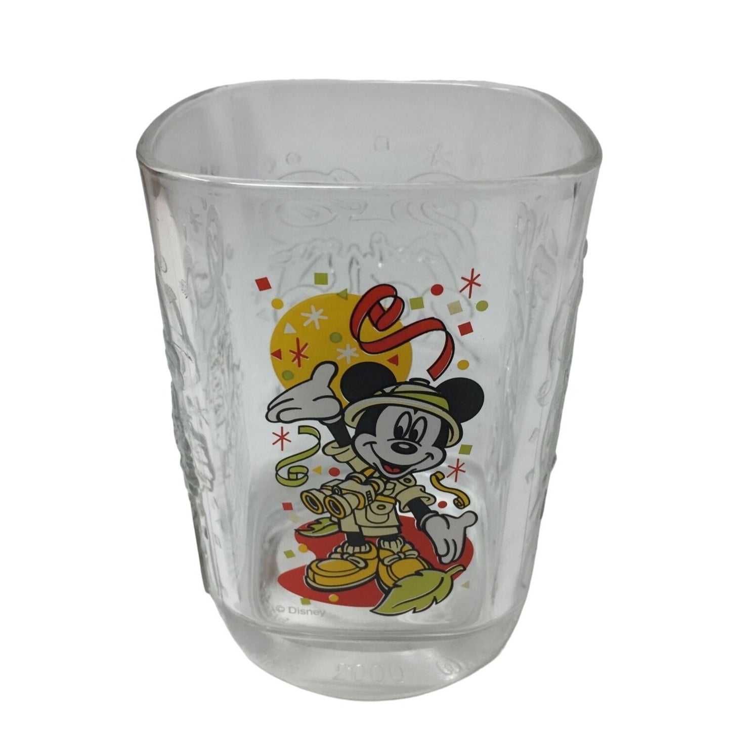 Disney World 2000 Animal Kingdom Mickey Mouse Glass Cup McDonalds Celebration