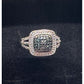 Genuine Blue Diamond Ring Size 7 - Pretty Cushion Cut Diamond Accent