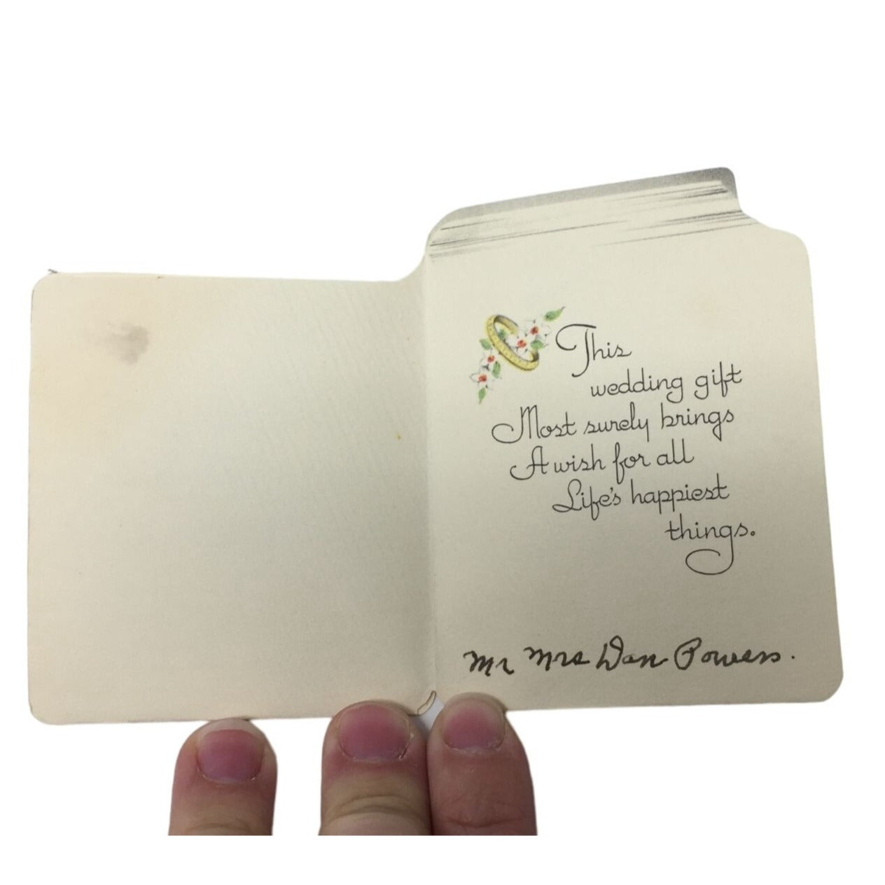 Vintage "A Gift For Your Wedding" Miniature Paper Card with Handwriting inside