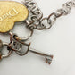 Christian Dior Silver Hear and Key Charm Bracelet with Dust Bag, Box & Documents