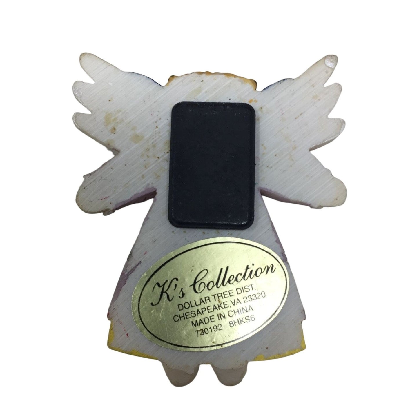 K's Collection Christmas Blonde Haired Angel Magnet With Reef and Christmas Trees On Dress