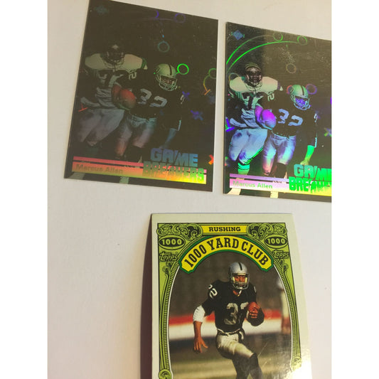 Marcus Allen 1986 Topps 1000 Yard Football Card #1 & 2 Game Breaker Hologram Cards