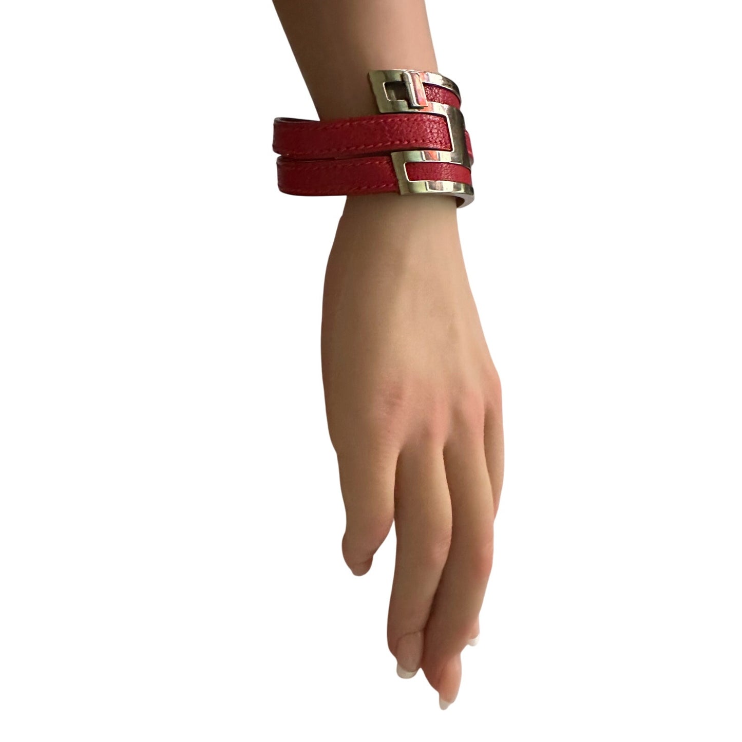 Hermes Pousse - Pousse Red Leather Wrap Bracelet