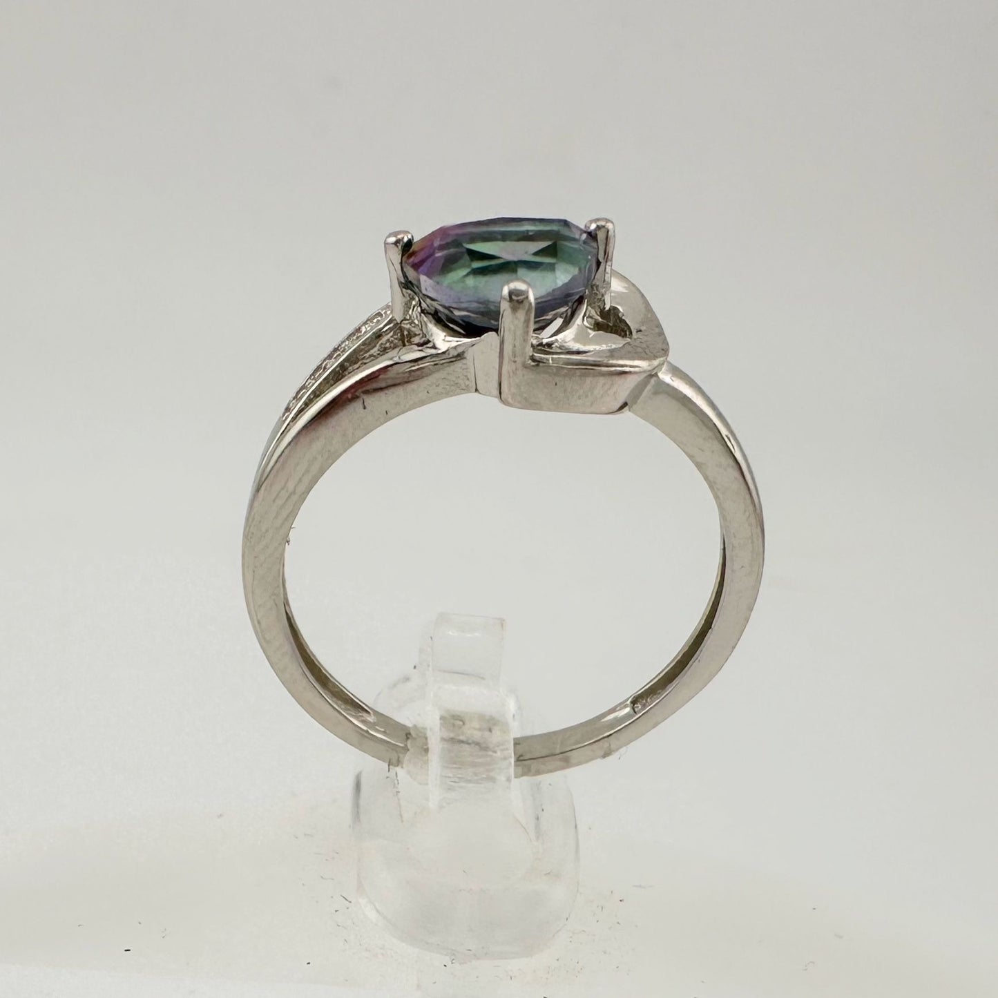 Trillion Cut Mystic Topaz Ring Size 7 - Sterling