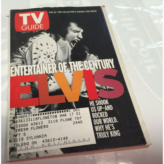 Vintage TV Guide Entertainer of the Century Elvis Jan 1-7, 2000 Book