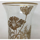 50th Anniversary Tall Clear Glass Footed Vase with Gold Tone Flowers