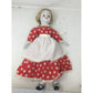 Beautiful White Faced Porcelain Doll in Red Dress with White Stars and Apron 16" Tall - Great Find!