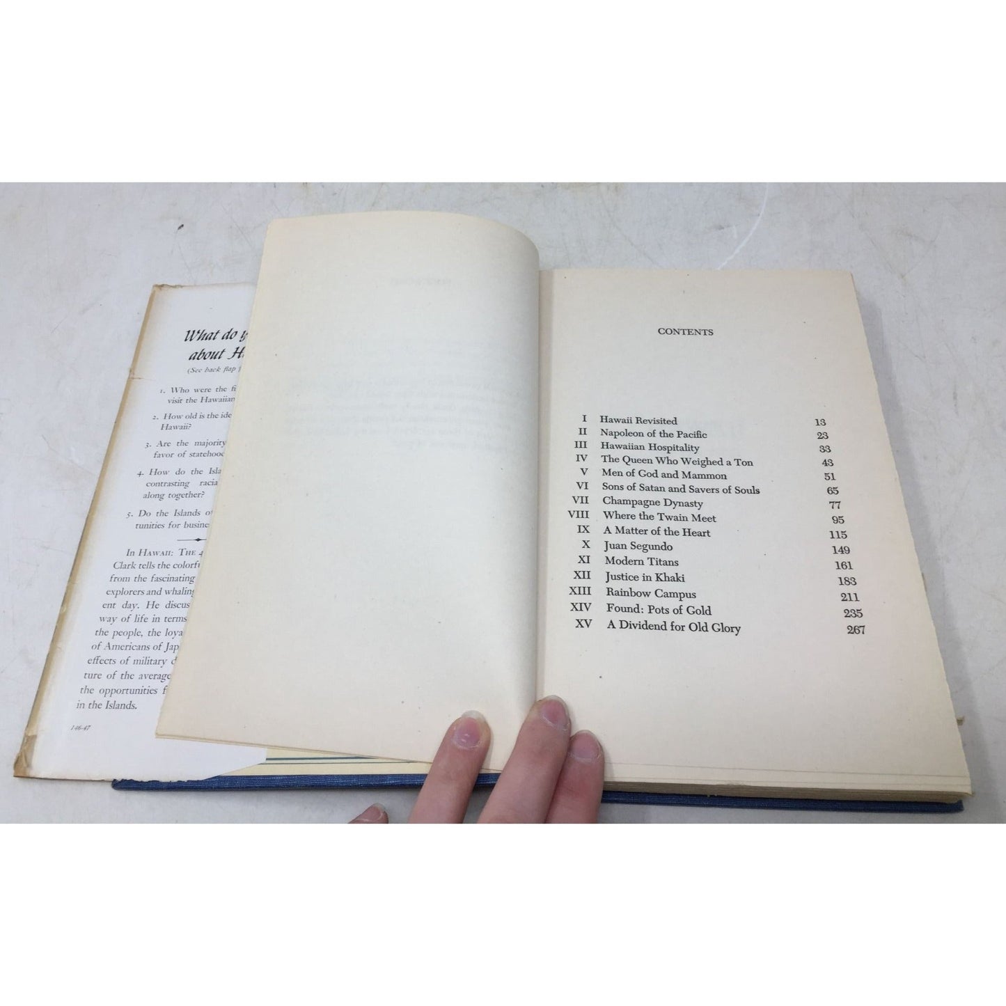 Vintage Hardcover Book Titled Hawaii: The 49th State written by Blake Clark and published around 1947. A+ Stuff  A+ Stuff Vintage Books