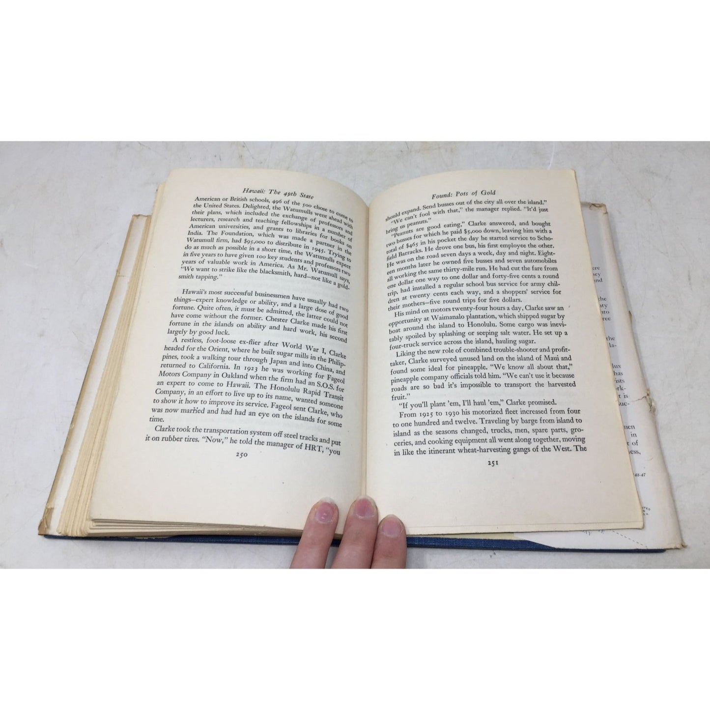 Vintage Hardcover Book Titled Hawaii: The 49th State written by Blake Clark and published around 1947. A+ Stuff  A+ Stuff Vintage Books