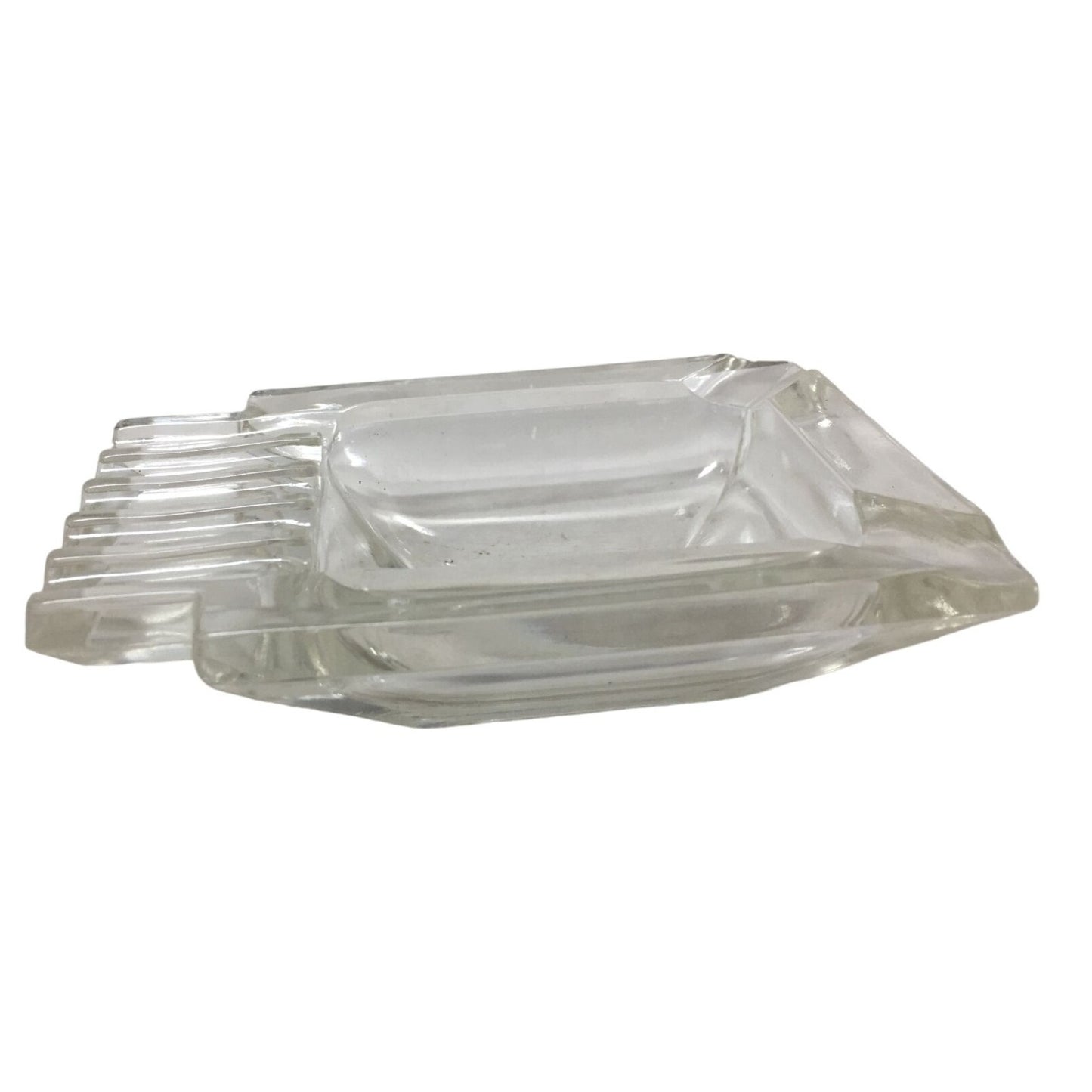 Vintage Clear Glass Squared Ashtray