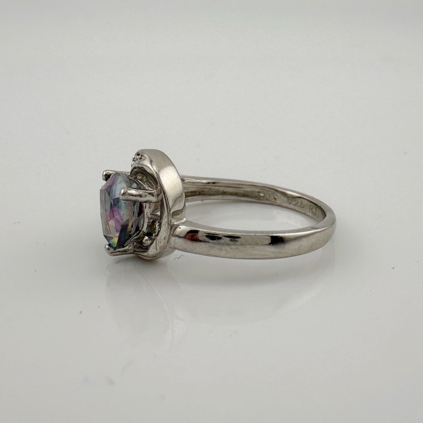 Trillion Cut Mystic Topaz Ring Size 7 - Sterling