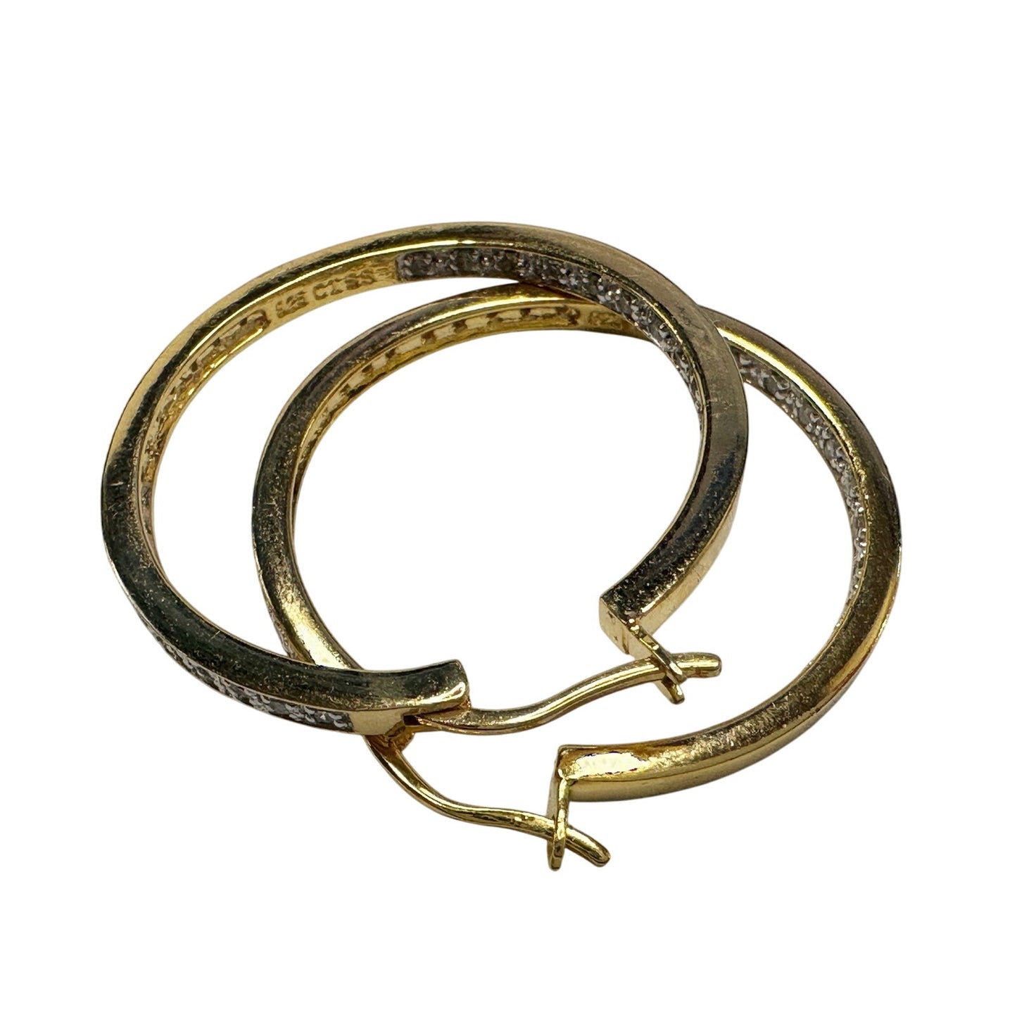 Beautiful 1/2 Carat Inside Out Diamond Hoop Earrings - 14kt Goldplate over 925 Sterling Silver