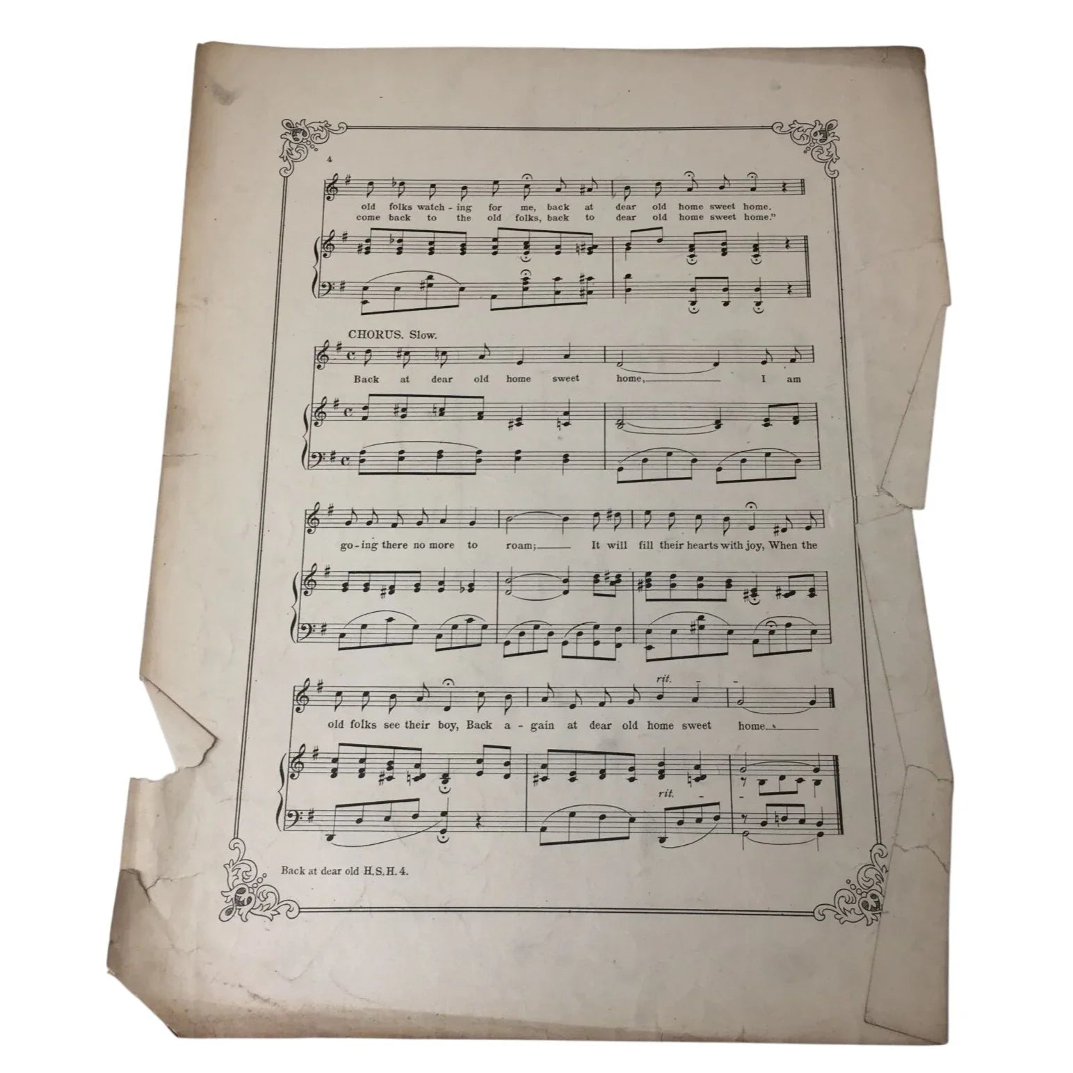 ''Back at dear old home sweet home'' Vintage Sheet Music - A+ Stuff - SHEET MUSIC - A+ Stuff