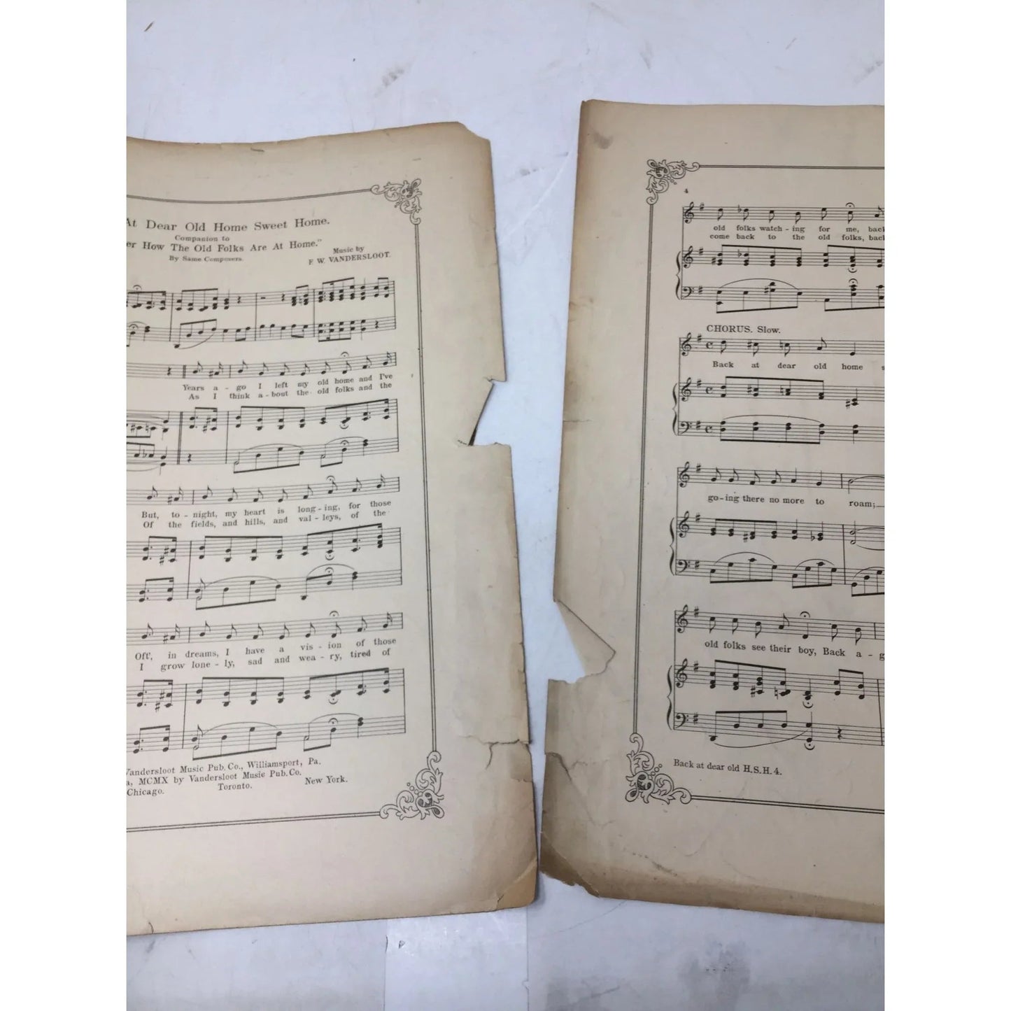 ''Back at dear old home sweet home'' Vintage Sheet Music - A+ Stuff - SHEET MUSIC - A+ Stuff