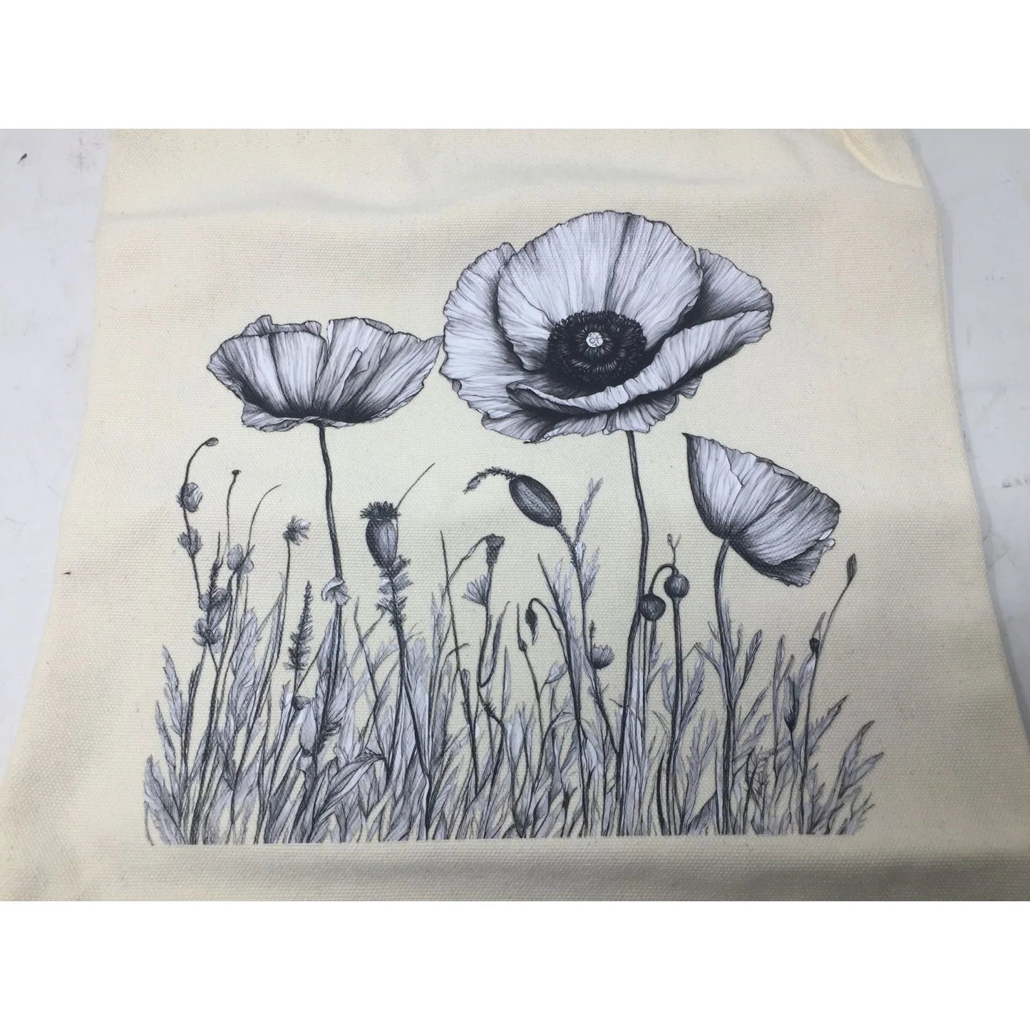 Bagademy Beige Cloth Canvas Tote Bag for Women with Flowers on it (New) - Bagademy - Tote Bag - A+ Stuff