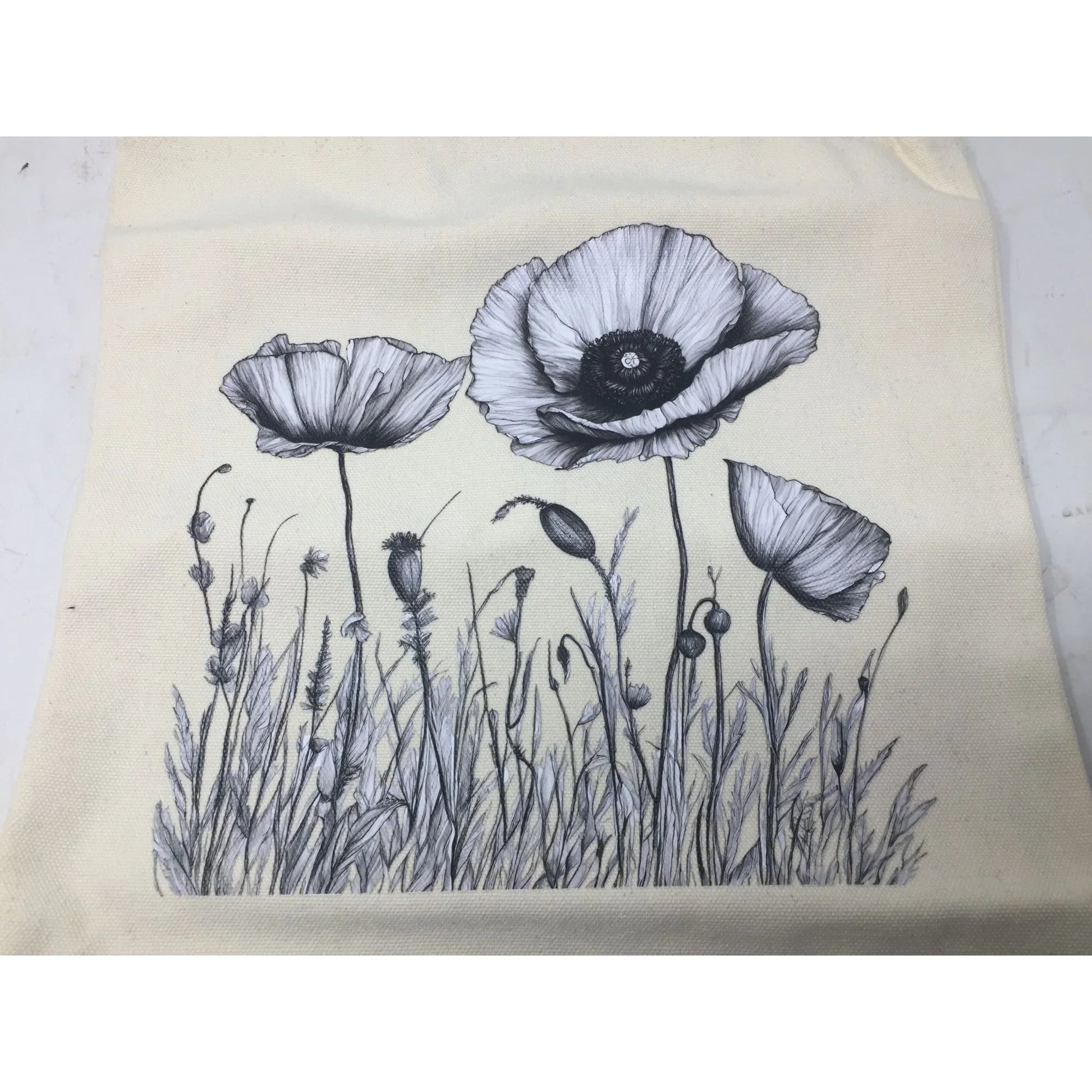 Bagademy Beige Cloth Canvas Tote Bag for Women with Flowers on it (New) - Bagademy - Tote Bag - A+ Stuff