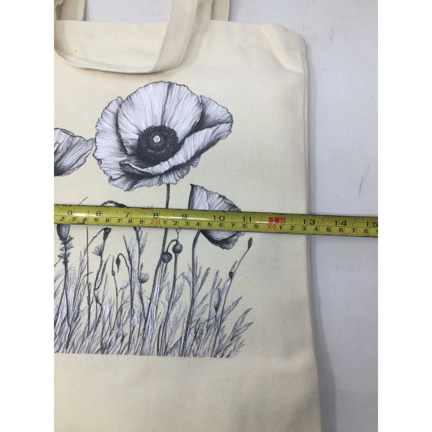 Bagademy Beige Cloth Canvas Tote Bag for Women with Flowers on it (New) - Bagademy - Tote Bag - A+ Stuff