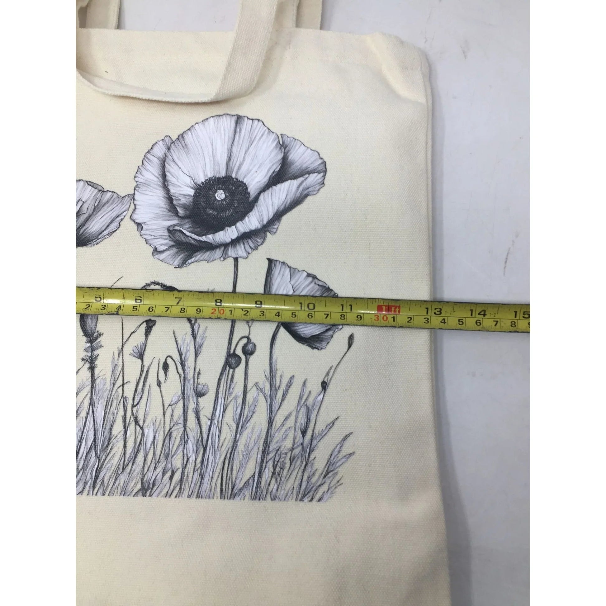 Bagademy Beige Cloth Canvas Tote Bag for Women with Flowers on it (New) - Bagademy - Tote Bag - A+ Stuff