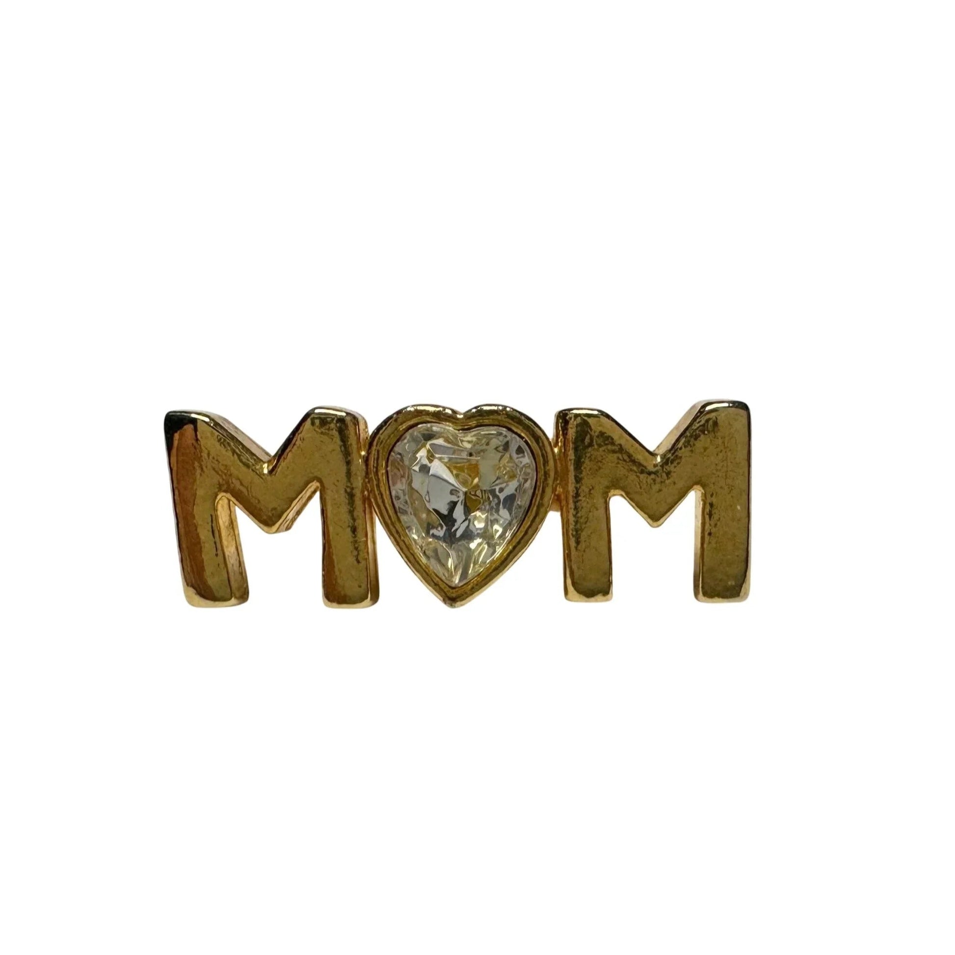 Ballou Reg'd ''MOM'' Gold Pin with Rhinestone Heart in the Middle - A+ Stuff - pin - A+ Stuff