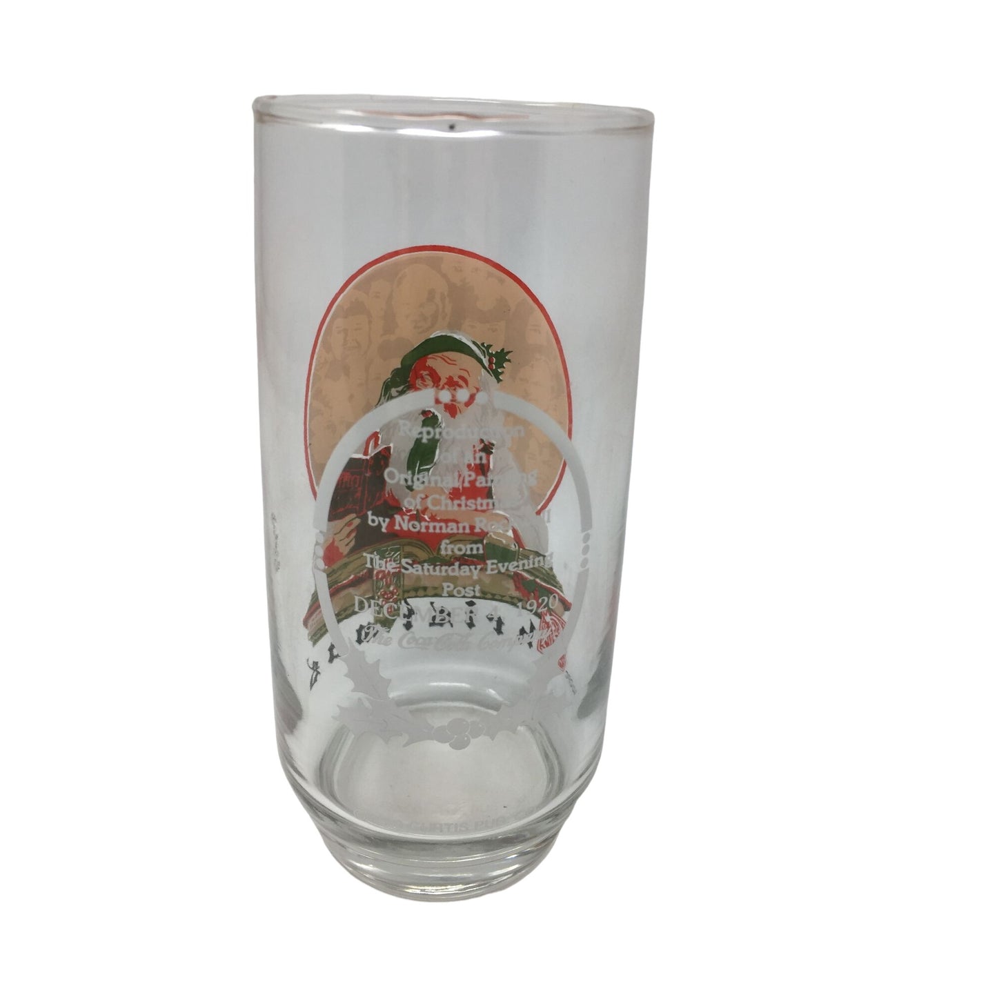 Vintage 1920 Curtis Pub Co Coca Cola Christmas Glass