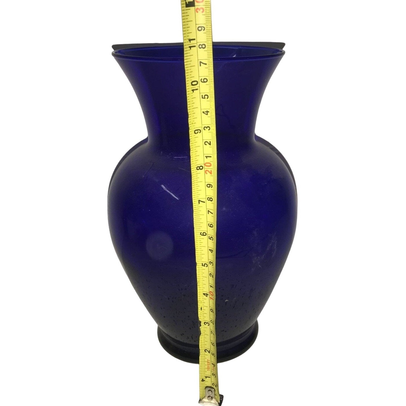 Large Vintage 10.5 Inch Cobalt Blue Flower Vase