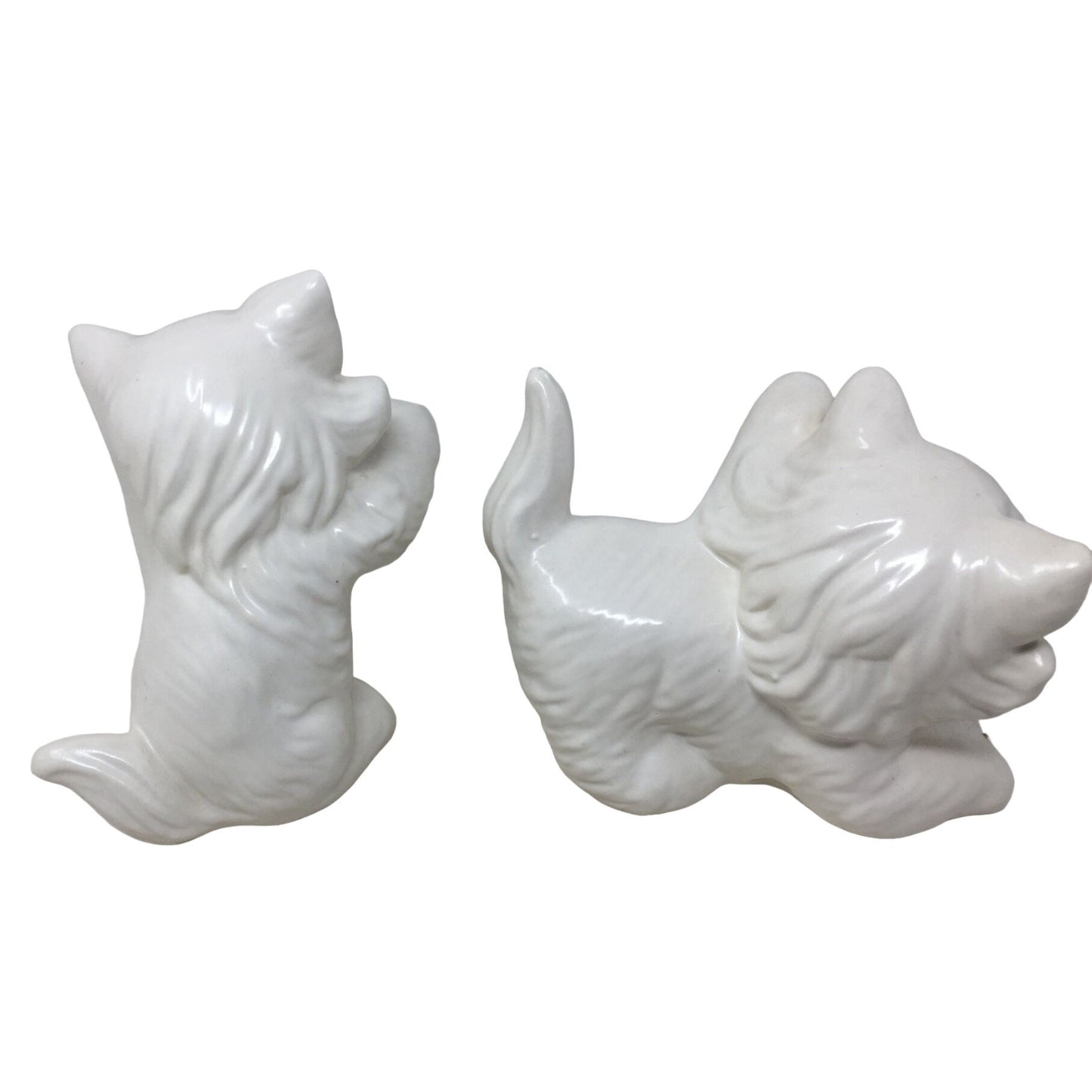 White Persian Cat Decor - Mom Cat Planter/Vase + 2 Blue Eyed Kitten Statues / Figurines