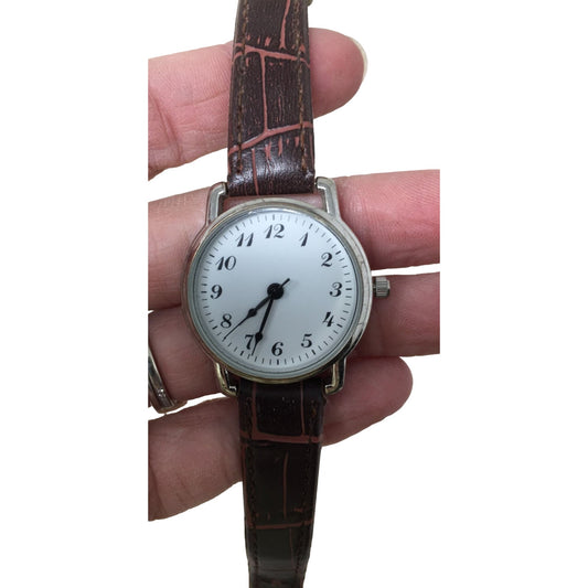 Women's Toni Wristwatch Stainless Steel with Brown Faux Leather Band