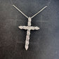 Beautiful Cross Necklace with Natural Diamonds in Illusion Setting and 18" Sterling Chain