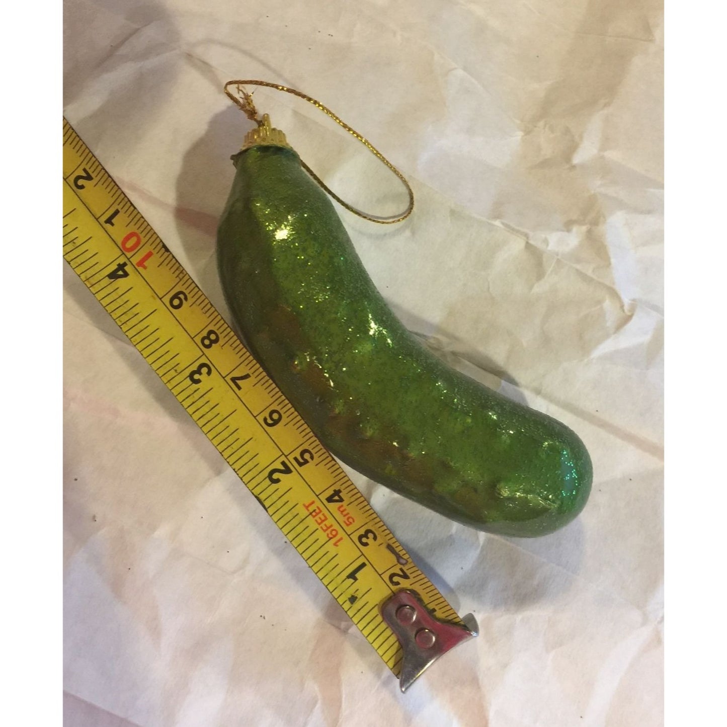 Green Sparkly Pickle Christmas Tree Ornament