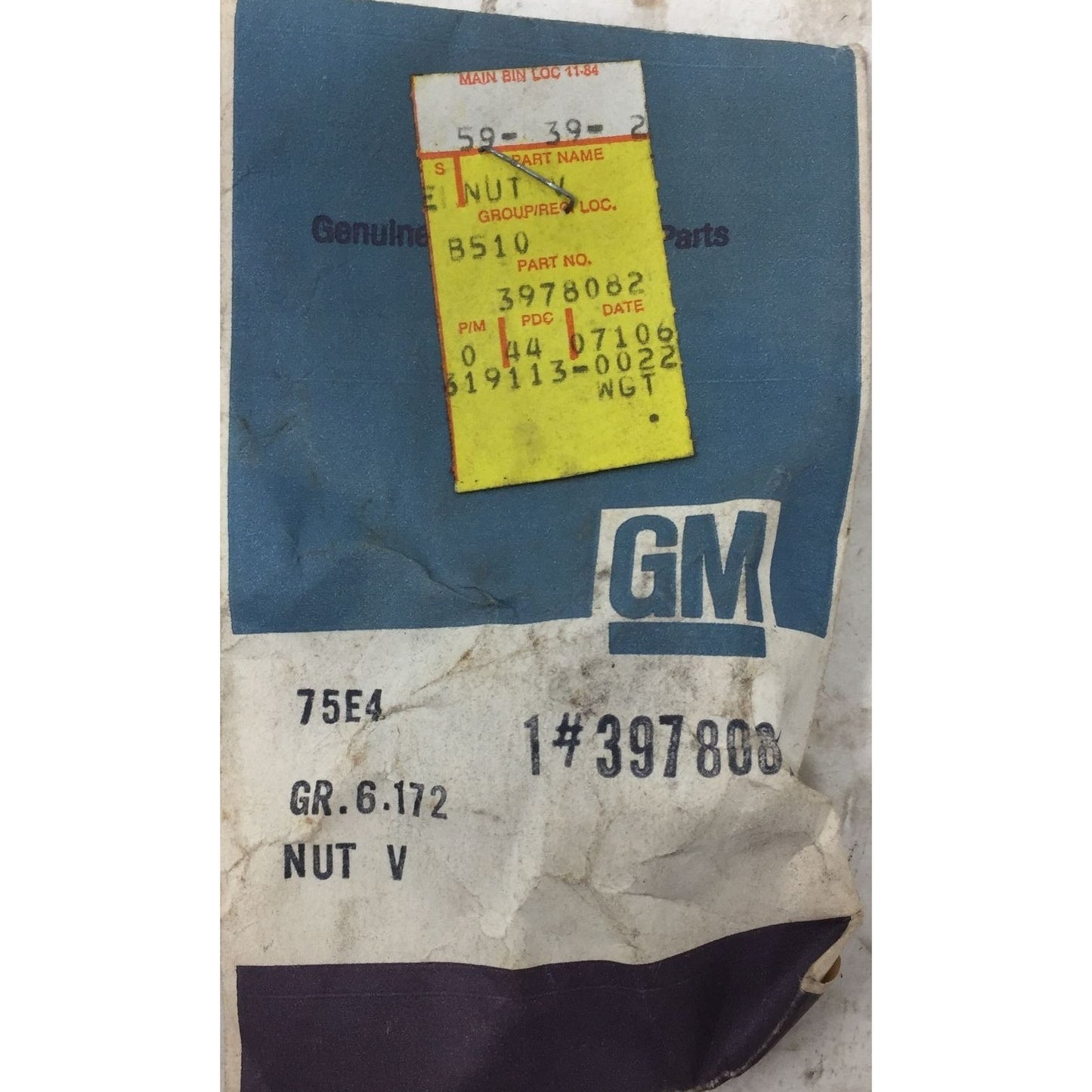 GM General Motors Part #3978082 NUT New old Stock