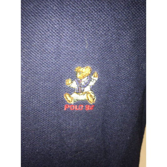 Men's Polo by Ralph Lauren Size Medium Navy Blue Collared Shirt w/ buttons