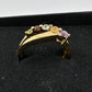 Mother's Multi-Gemstone Bypass Ring - Sterling Silver with 14kt Gold Overlay  Size 7