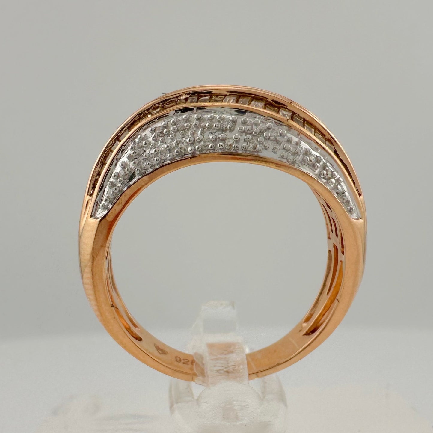 Beautiful 1.00 Carat Chocolate Diamond Baguette Tidal Wave Ring SIze 8