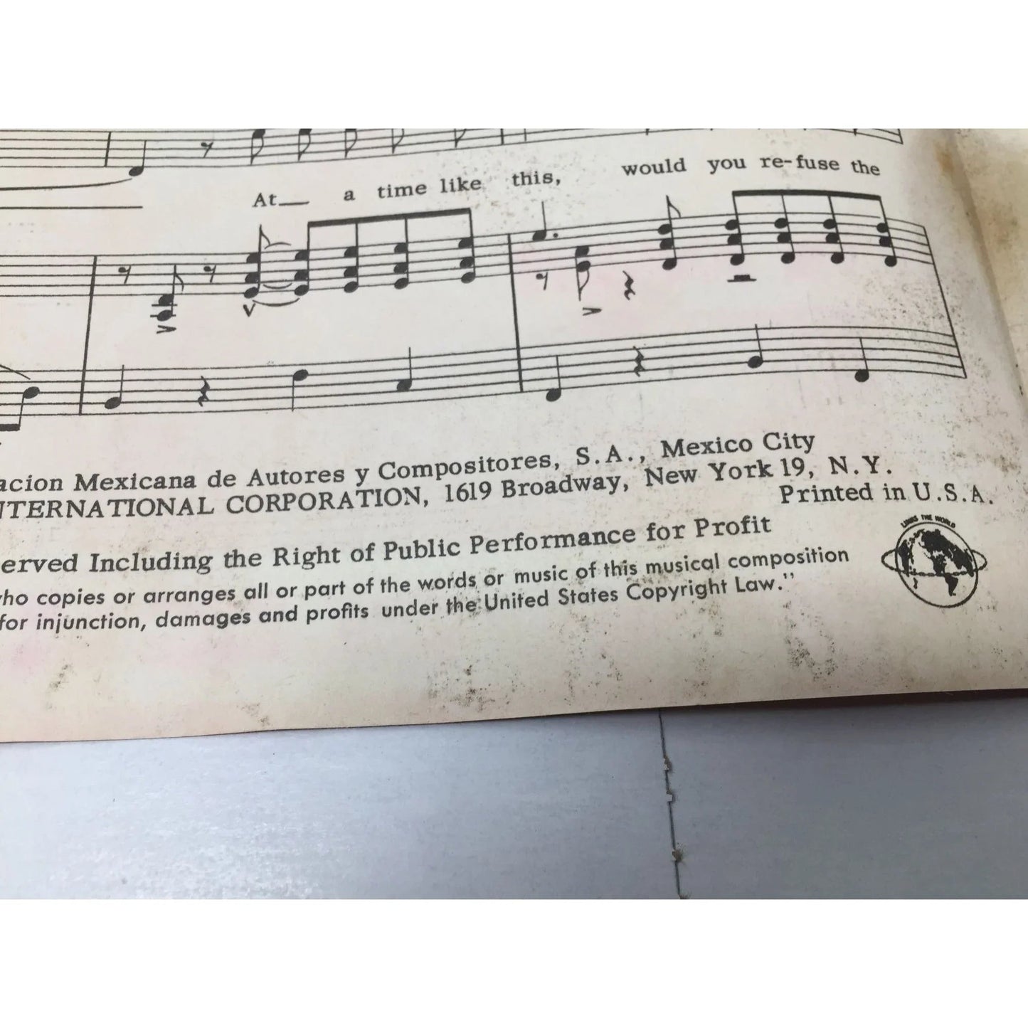 ''BE MINE TONIGHT'' SHEET MUSIC - A+ Stuff - SHEET MUSIC - A+ Stuff