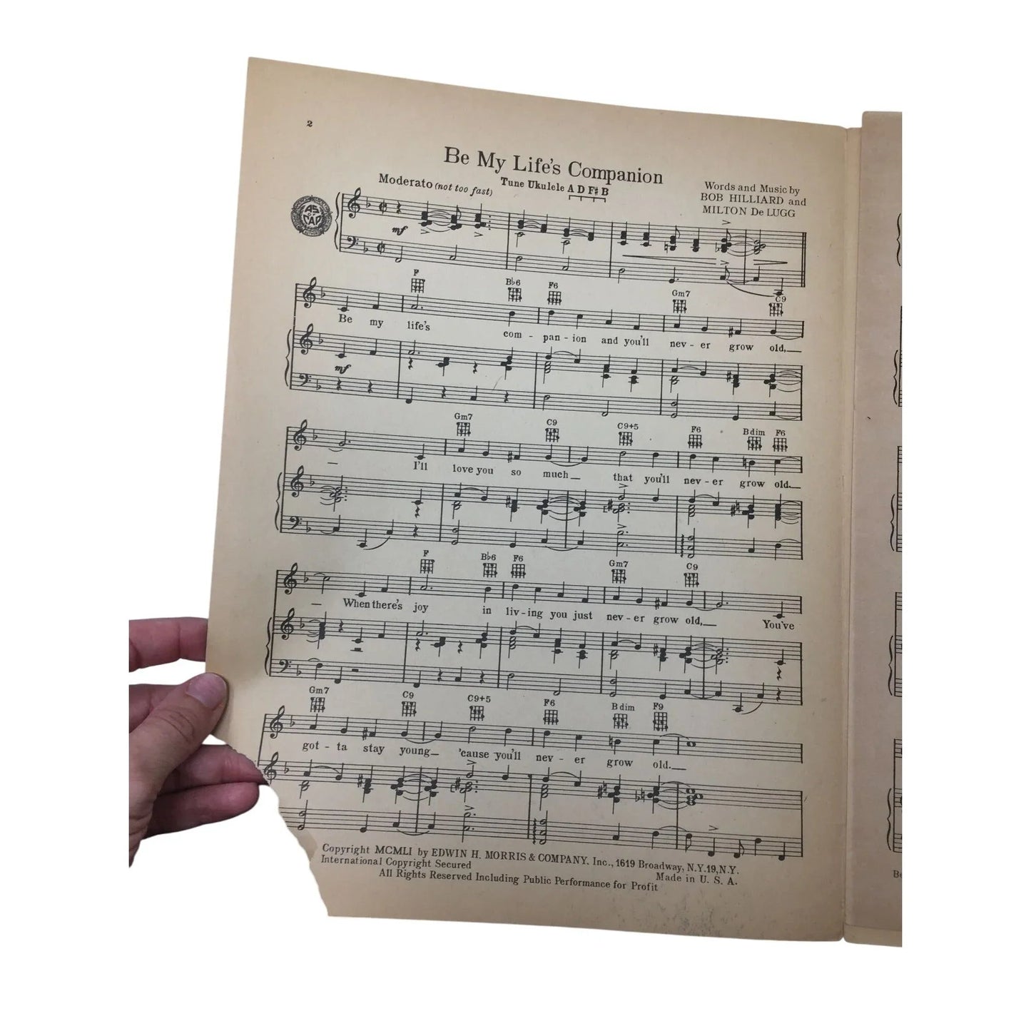 ''BE MY LIFE'S COMPANION'' by Bob Hilliard and Milton DeLugg - A+ Stuff - SHEET MUSIC - A+ Stuff