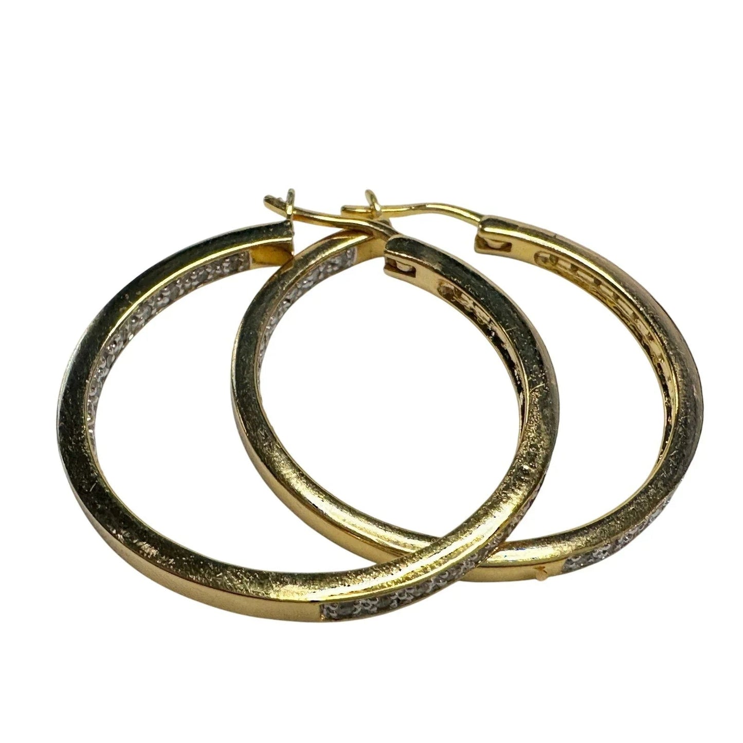 Beautiful 1/2 Carat Inside Out Diamond Hoop Earrings - 14kt Goldplate over 925 Sterling Silver - Unbranded - Diamond Earrings - A+ Stuff