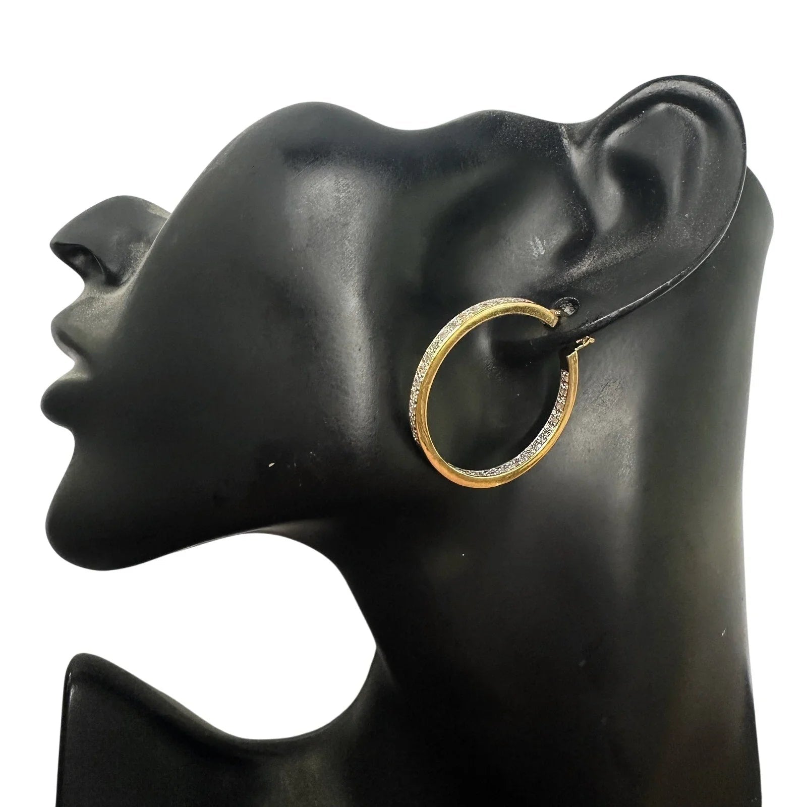 Beautiful 1/2 Carat Inside Out Diamond Hoop Earrings - 14kt Goldplate over 925 Sterling Silver - Unbranded - Diamond Earrings - A+ Stuff