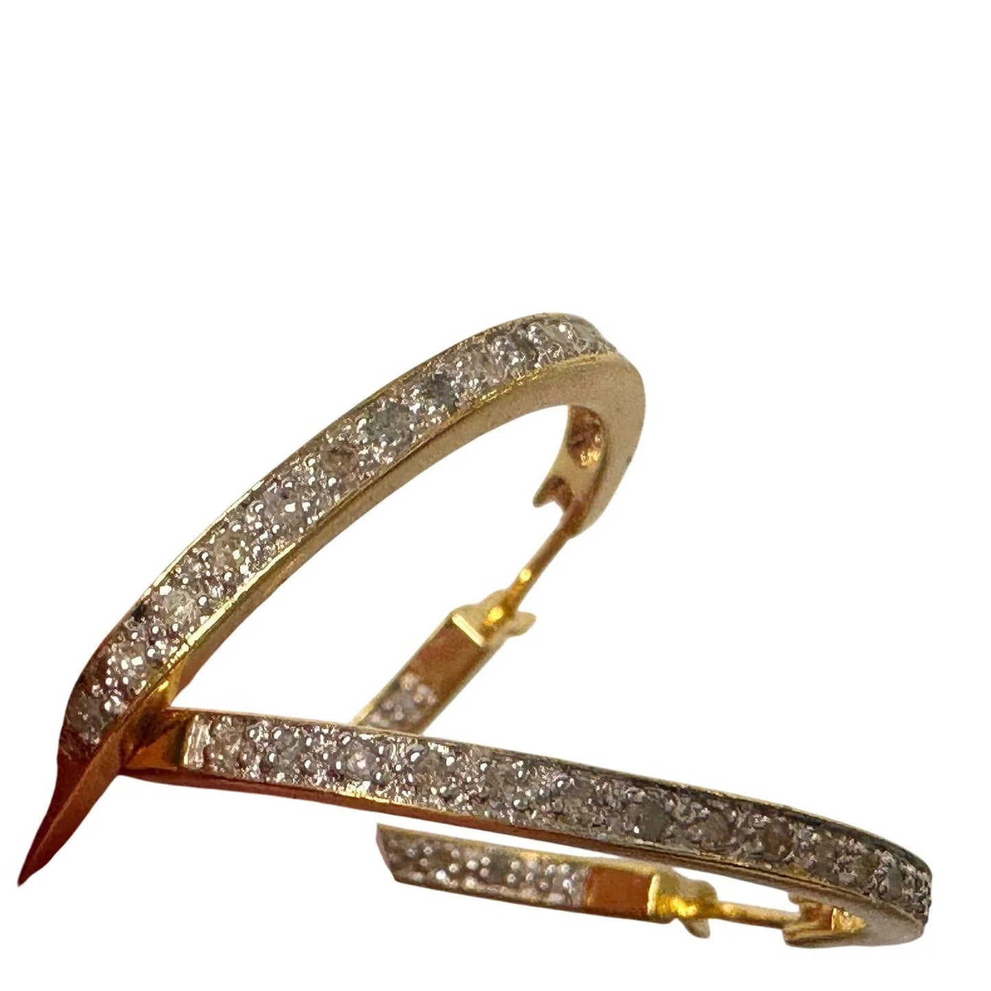 Beautiful 1/2 Carat Inside Out Diamond Hoop Earrings - 14kt Goldplate over 925 Sterling Silver - Unbranded - Diamond Earrings - A+ Stuff