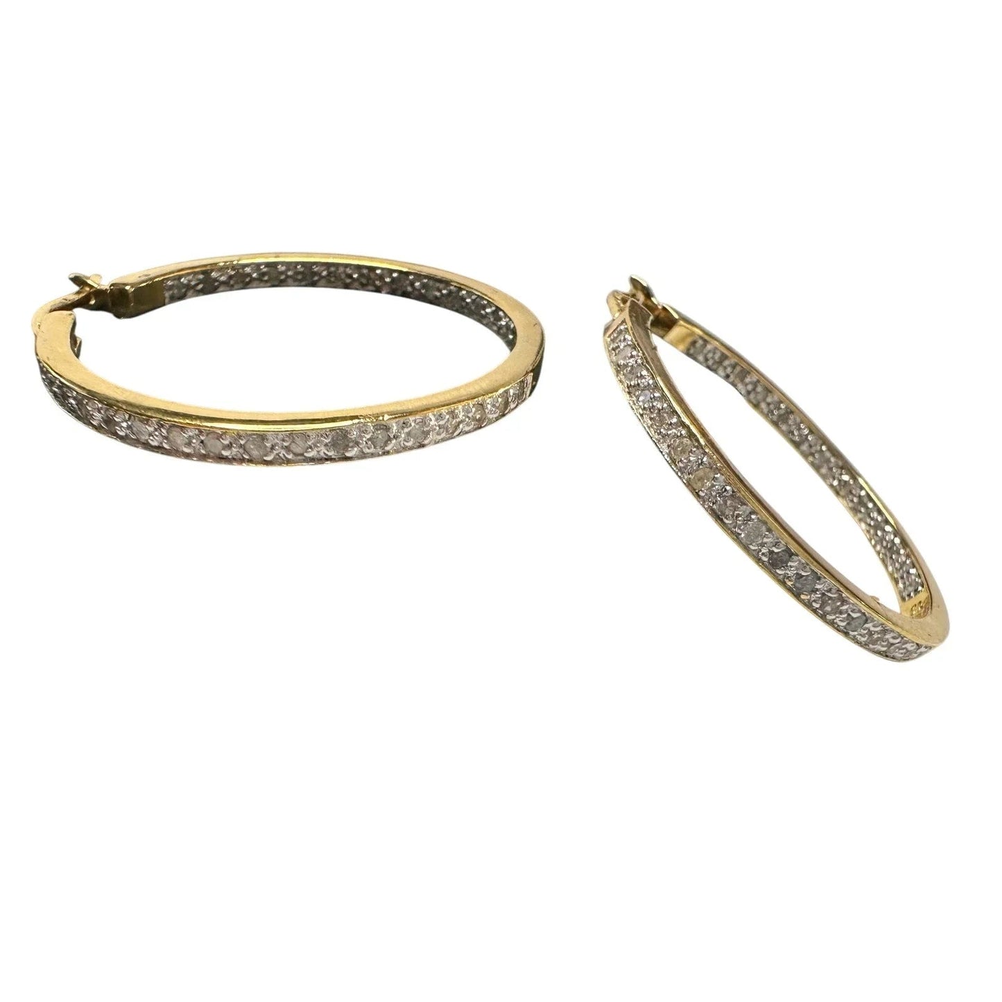 Beautiful 1/2 Carat Inside Out Diamond Hoop Earrings - 14kt Goldplate over 925 Sterling Silver - Unbranded - Diamond Earrings - A+ Stuff