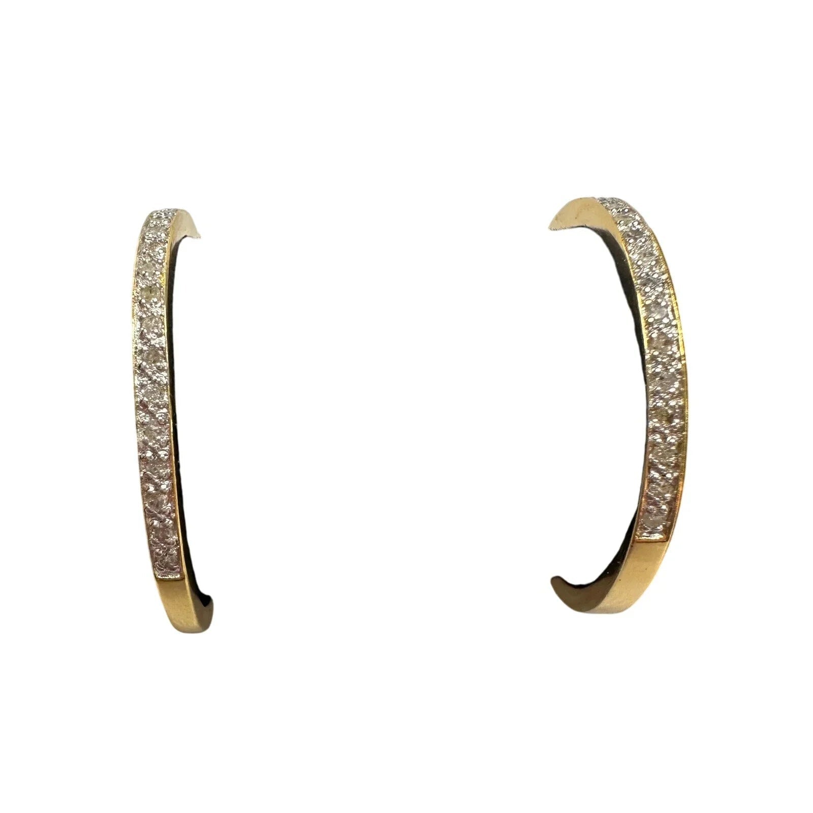 Beautiful 1/2 Carat Inside Out Diamond Hoop Earrings - 14kt Goldplate over 925 Sterling Silver - Unbranded - Diamond Earrings - A+ Stuff