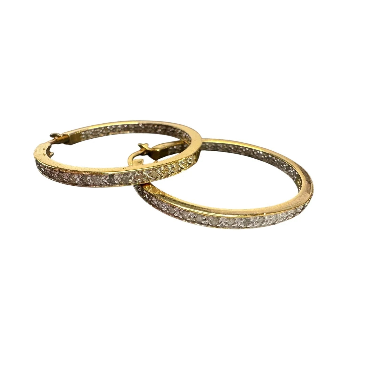 Beautiful 1/2 Carat Inside Out Diamond Hoop Earrings - 14kt Goldplate over 925 Sterling Silver - Unbranded - Diamond Earrings - A+ Stuff